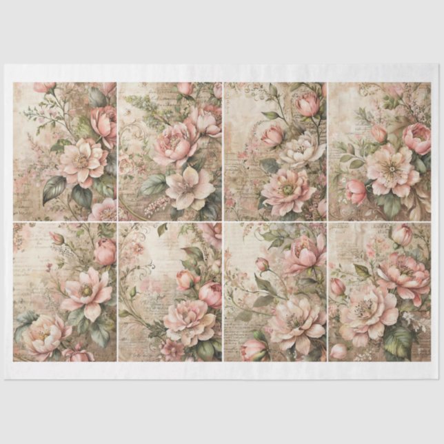 Papel De Seda Artista victoriano Flor Junk Journal fondos C (Anverso)