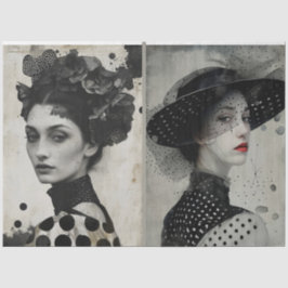 Papel De Seda Artistas medios mixtos Black White Grandes rostros