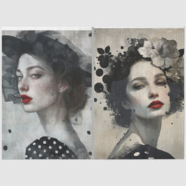 Papel De Seda Artistas medios mixtos Black White Grandes rostros