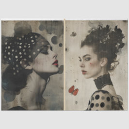 Papel De Seda Artistas medios mixtos Black White Ivory caras gra