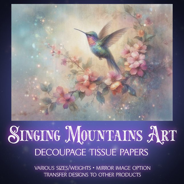 Papel De Seda Artistic Watercolor Hummingbird Flowers Decoupage (Subido por el creador)