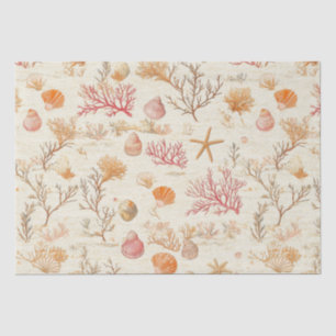 Papel De Seda Artístico coral marino concha terracota marfil