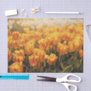 Papel de seda artístico de tulipanes amarillos flo