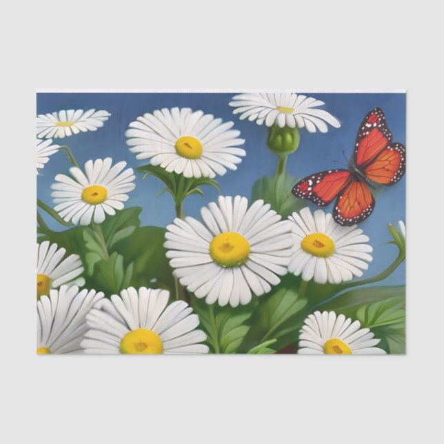 Papel De Seda Artsy Fun Daisies And Butterflies (Anverso)