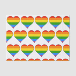 Papel De Seda Artsy Rainbow Heart Gay Pride en blanco
