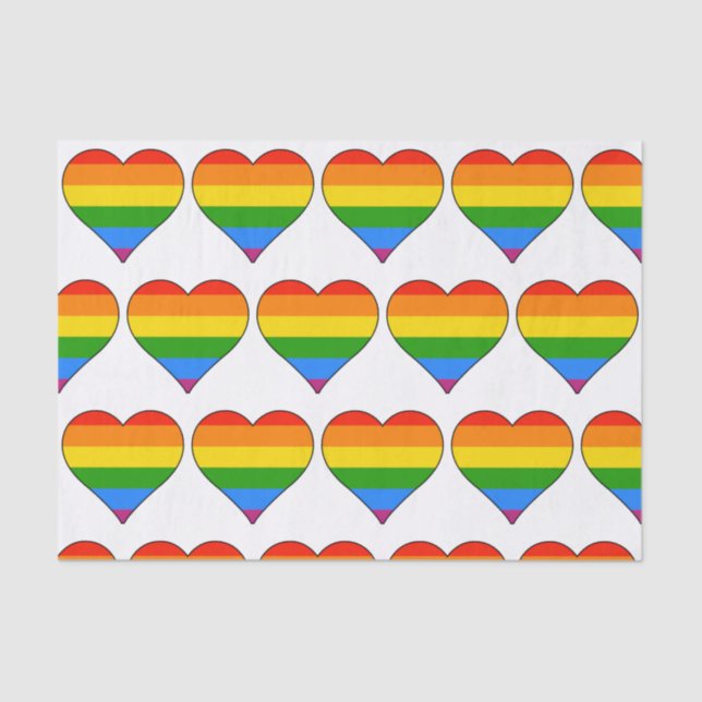 Papel De Seda Artsy Rainbow Heart Gay Pride en blanco