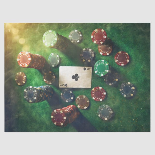 Papel De Seda As de Tréboles & Fichas de Poker, Juegos  (Anverso)