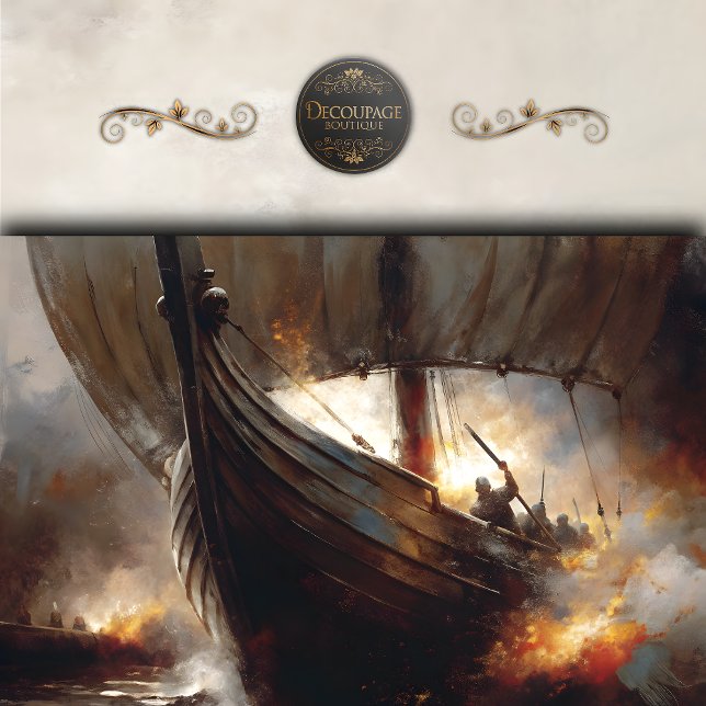 Papel De Seda Asaltantes Vikingos en el Mar Decoupage (Viking Raiders at Sea Decoupage Tissue Paper)