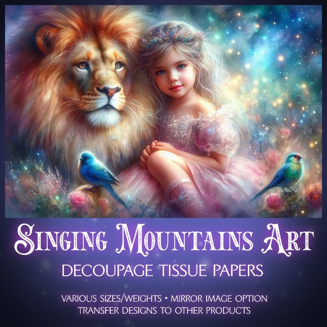 Papel De Seda Aslan León de Narnia con niña Decoupage  (Subido por el creador)