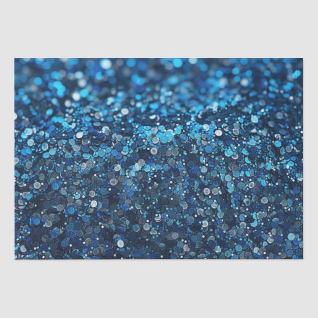 Papel De Seda Aspecto de lentejuelas azules (Anverso)