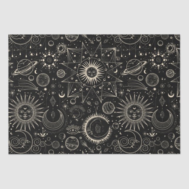 Papel De Seda astrología mágica tarot boho celestial (Anverso)