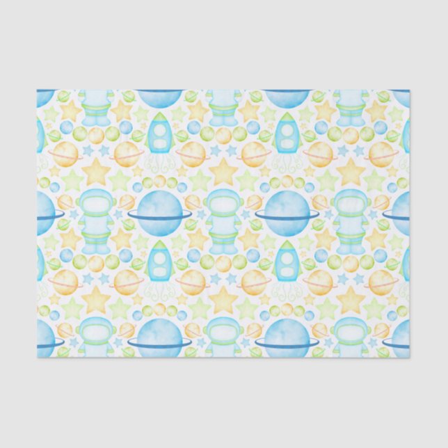Papel De Seda Astronauta Cute Kids Blue Space (Anverso)