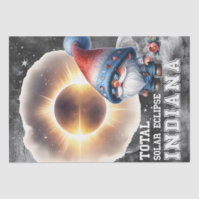 Papel De Seda Astronomía del eclipse solar Gnome celeste (Anverso)
