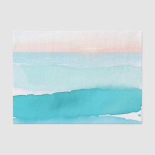 Papel De Seda Atardecer acuarela Océano Turquesa