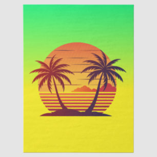 Papel De Seda Atardecer con Vector de Palmeras