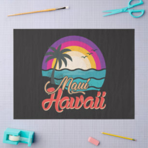 Papel De Seda Atardecer en la playa de olas de Maui Hawaii