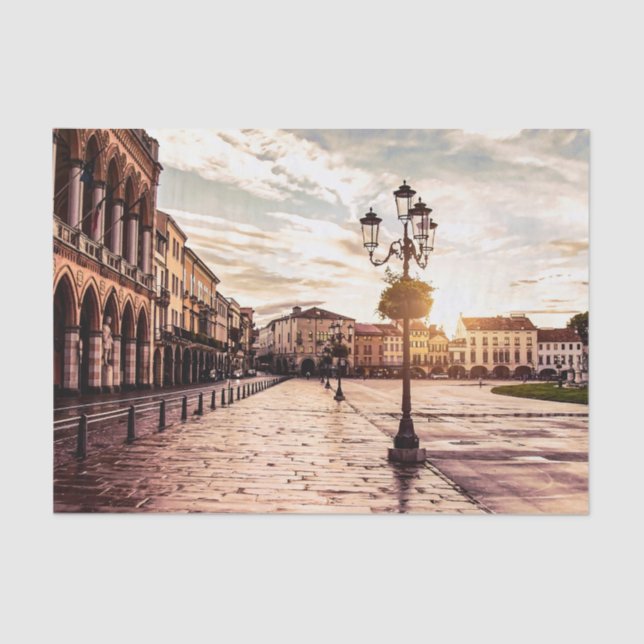 Papel De Seda Atardecer en la plaza de Padova en Italia (Anverso)