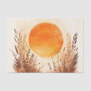 Papel De Seda Atardecer Trigo Hierba Boho Amanecer