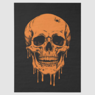 Papel De Seda Aterrador cráneo que ríe con araña en la parte sup