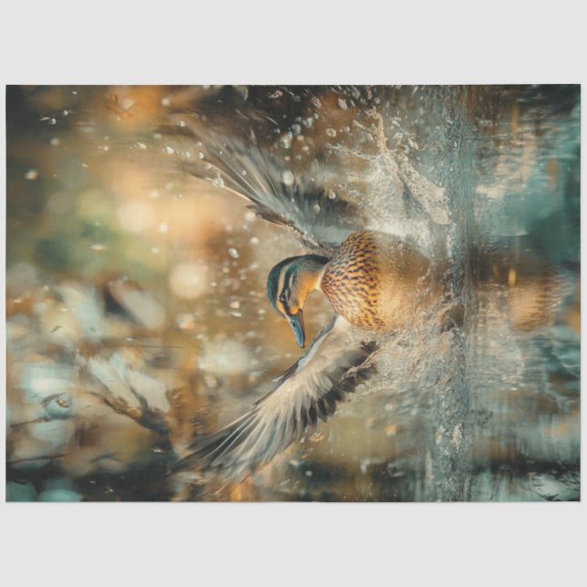 Papel De Seda Aterrizaje De Patos En El Lago (Anverso)