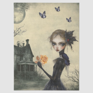 Papel De Seda Atractivo Fantasy Raven gótico y Chica victoriano