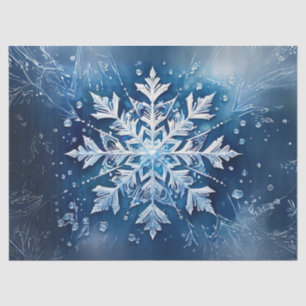 Papel De Seda Atractivos copos de nieve en la helada nave azul d