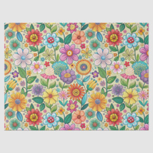 Papel De Seda Atractivos Estampados Florales de Vibraciones Retr