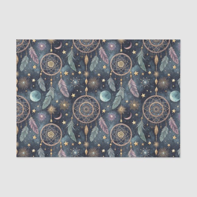 Papel De Seda Atrapasueños Celestial Mágico Patrón Noche Estrell (Anverso)