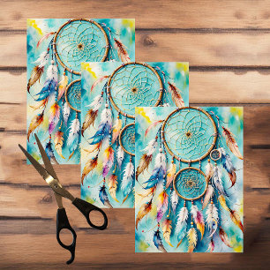 Papel De Seda Atrapasueños Indio Americano Boho, acuarela