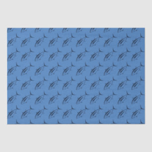 Papel De Seda Atún blanco de albacora en azul marino sobre azul 