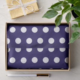 Papel De Seda Audaces puntos de polka blanco en azul marino