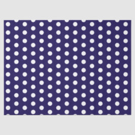 Papel De Seda Audaces puntos de polka blanco en azul marino