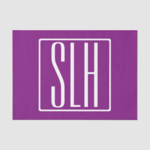 Papel De Seda Audaz Monograma Moderno 3 Iniciales   Blanco y mor