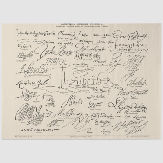 Papel De Seda Autografías de personas famosas manuscritas (Anverso)