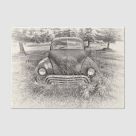 Papel De Seda Automóvil Antiguo Rústico Blanco Y Negro