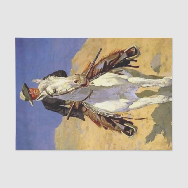 Papel De Seda “Autorretrato a caballo” de Frederic Remington (Anverso)