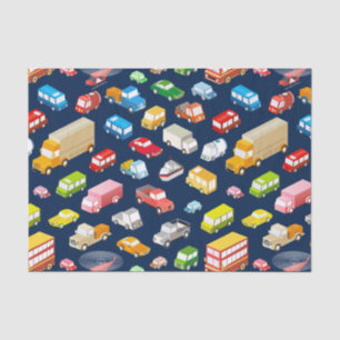 Papel De Seda Autos y camiones de época azul oscuro 