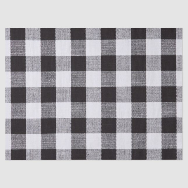 Papel De Seda Autum negro y blanco gingham Plaid Fall (Anverso)