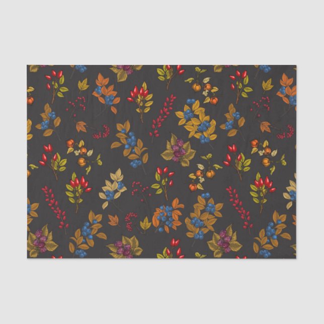 Papel De Seda Autumn berries on chocolate brown 2 (Anverso)