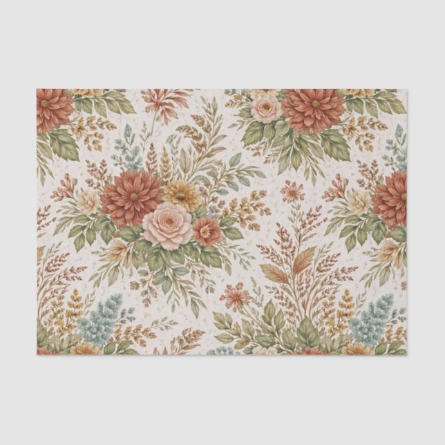 Papel De Seda Autumn Blush Garden Floral Pattern (Anverso)