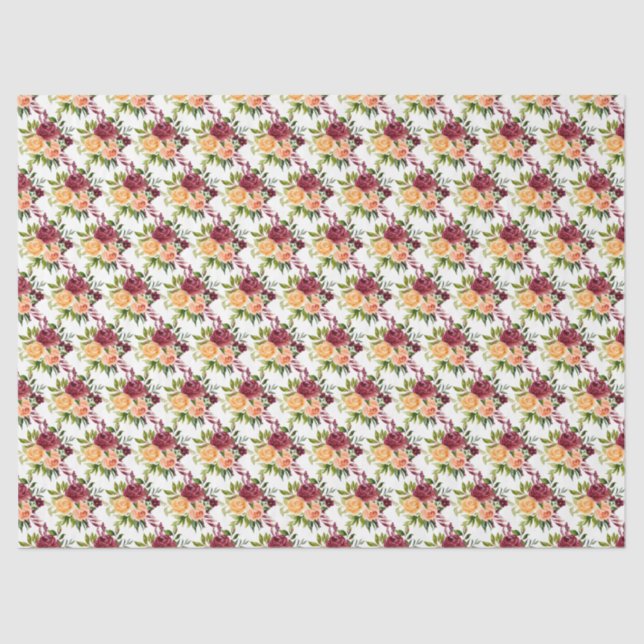 Papel De Seda Autumn Burgundy and Orange Floral (Anverso)