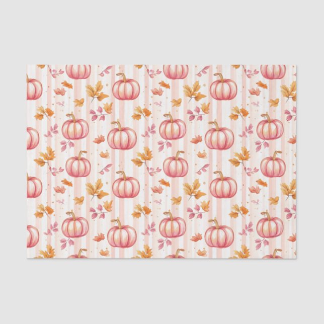 Papel De Seda Autumn Pumpkins and Leaves Fall Pattern Decoupage (Anverso)