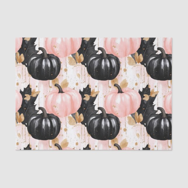 Papel De Seda Autumn Pumpkins and Leaves Fall Pattern Decoupage (Anverso)