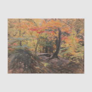 Papel De Seda Autumn Woodland Forest Yellow Trees Sketch Art