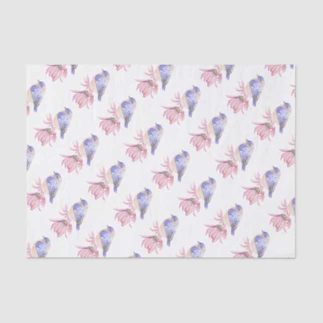 Papel De Seda Ave azul del jardín azul del este (Anverso)