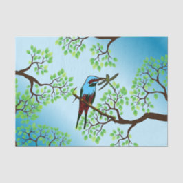 Papel De Seda Ave azul en árboles