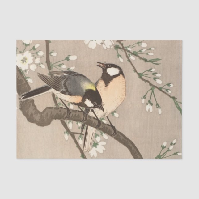 Papel De Seda Ave del pájaro Koson de Asia (Anverso)