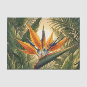 Papel De Seda Ave del Paraíso Atardecer Selvático Tropical