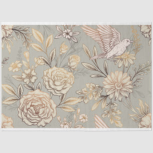 Papel De Seda Ave en flor con fondo neutral