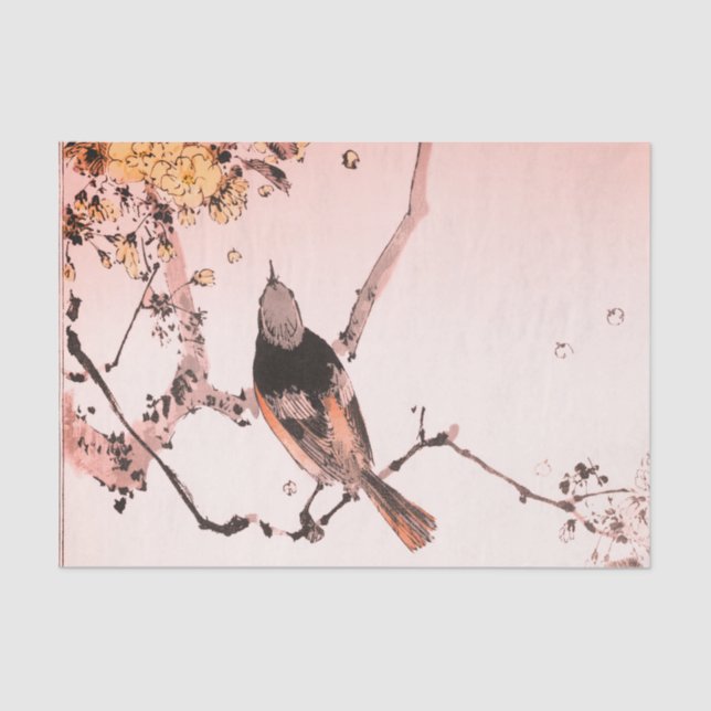 Papel De Seda AVE JAPONÉS EN UN Tejido (Anverso)